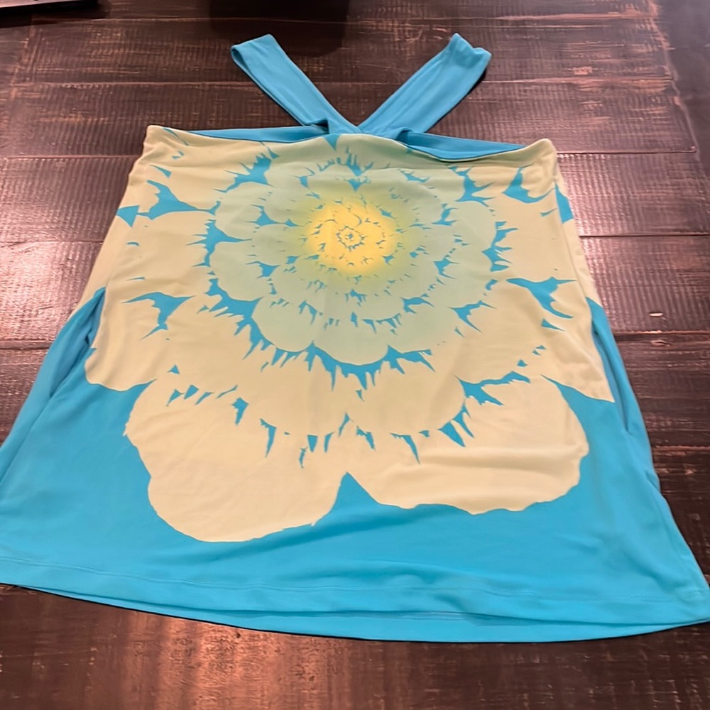 Women’s blouse blue yellow size small by axcess